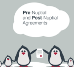 Family of penguins holding contracts