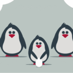 Family of penguins with chicks or eggs