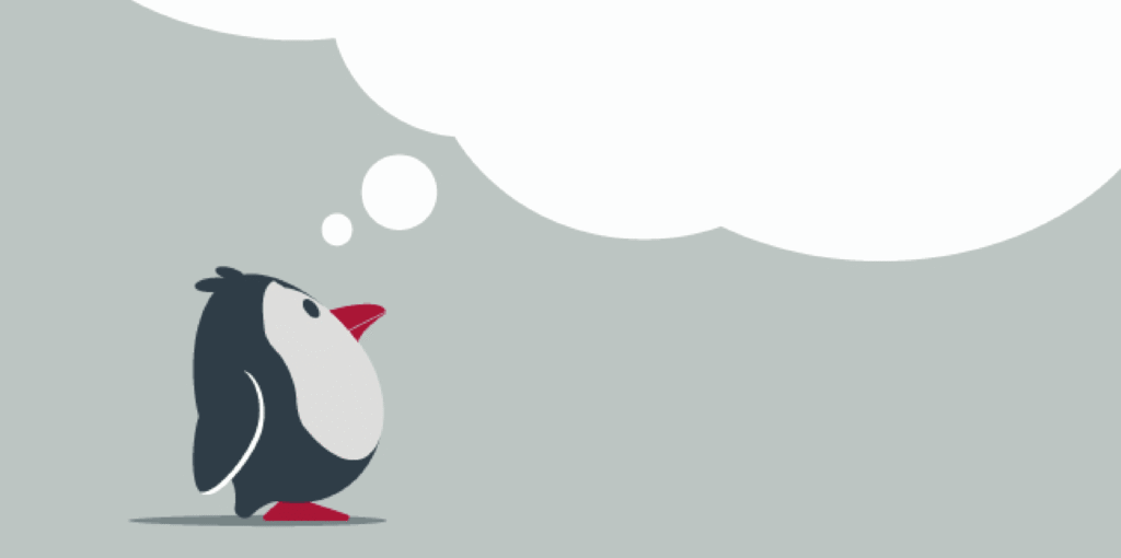 Penguin with thought bubble