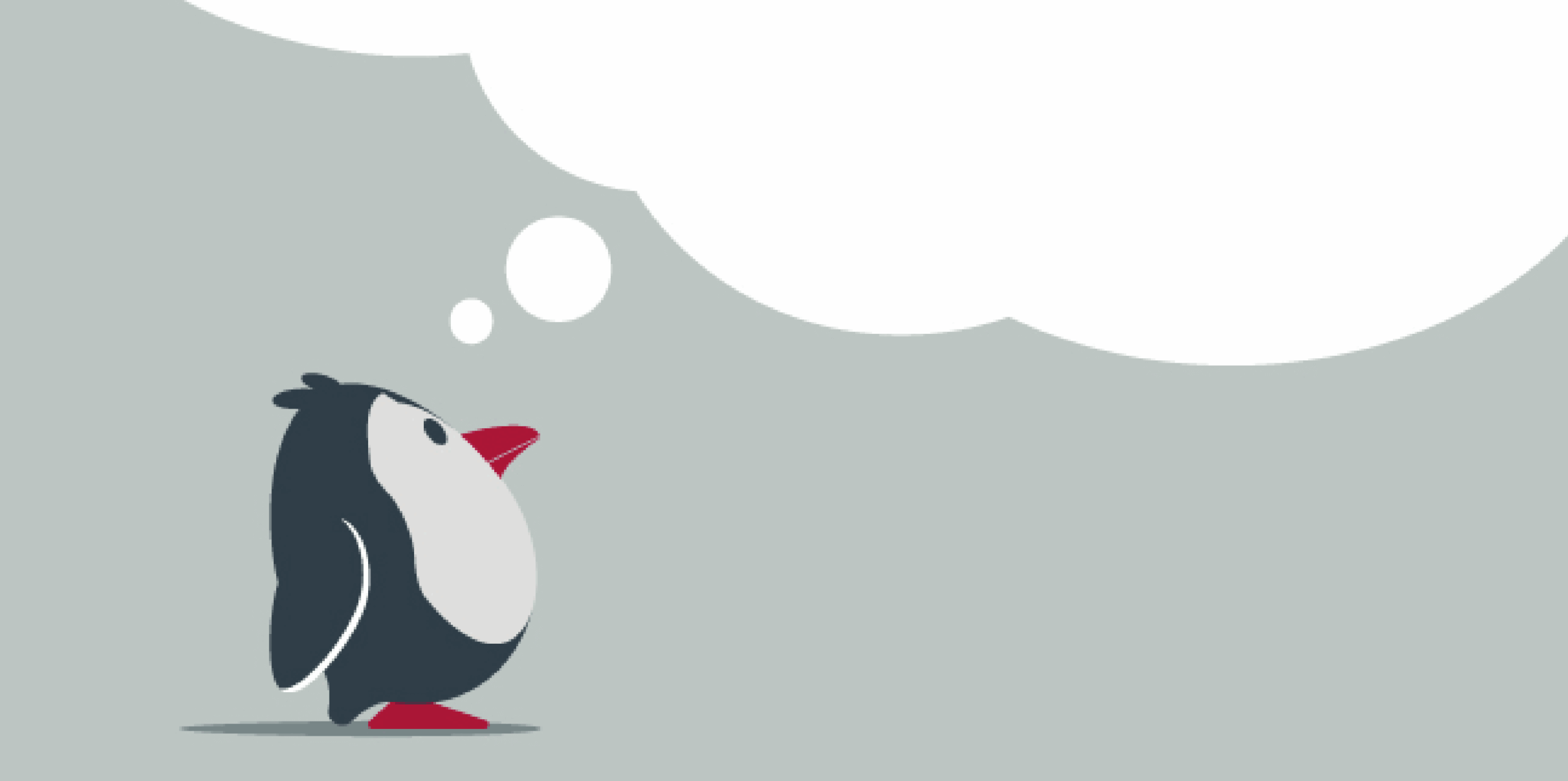 Penguin with thought bubble