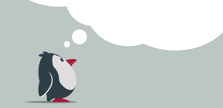 Penguin with thought bubble