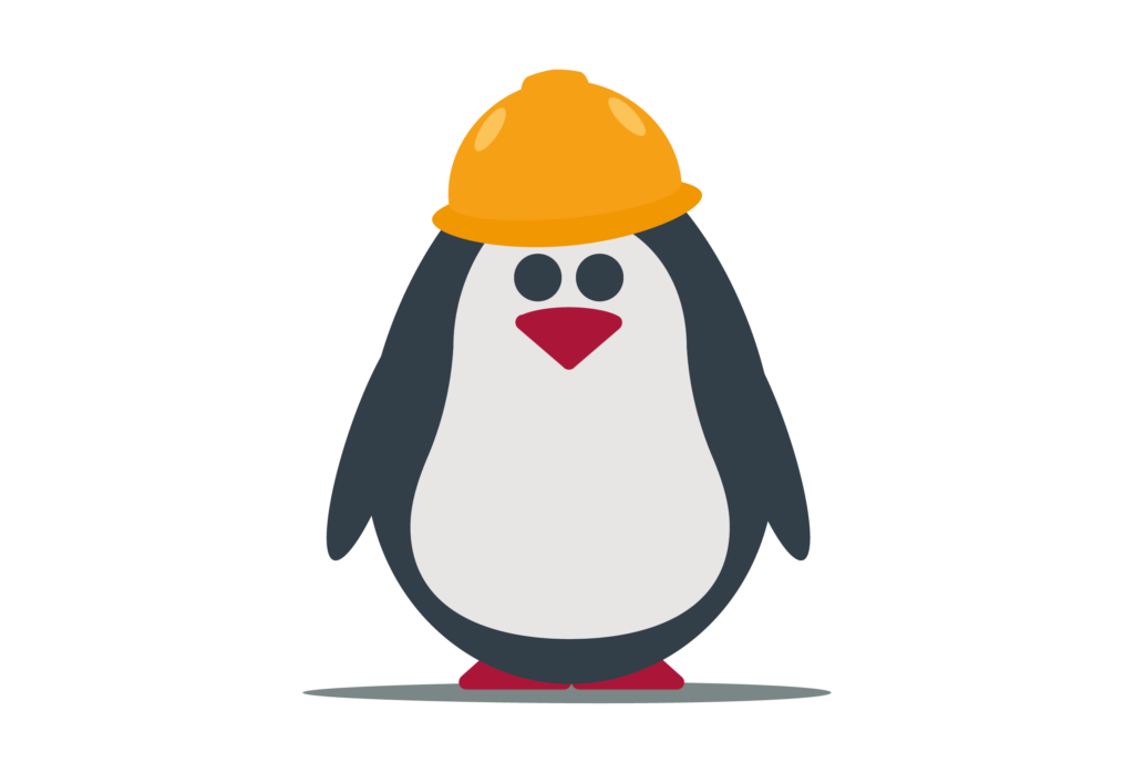 Penguin wearing hard hat